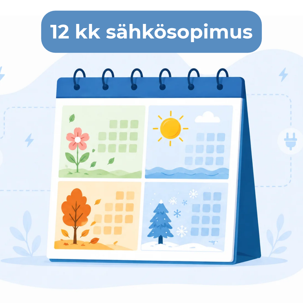 12kk sähkösopimus ja eri vuodenajat kalenterissa